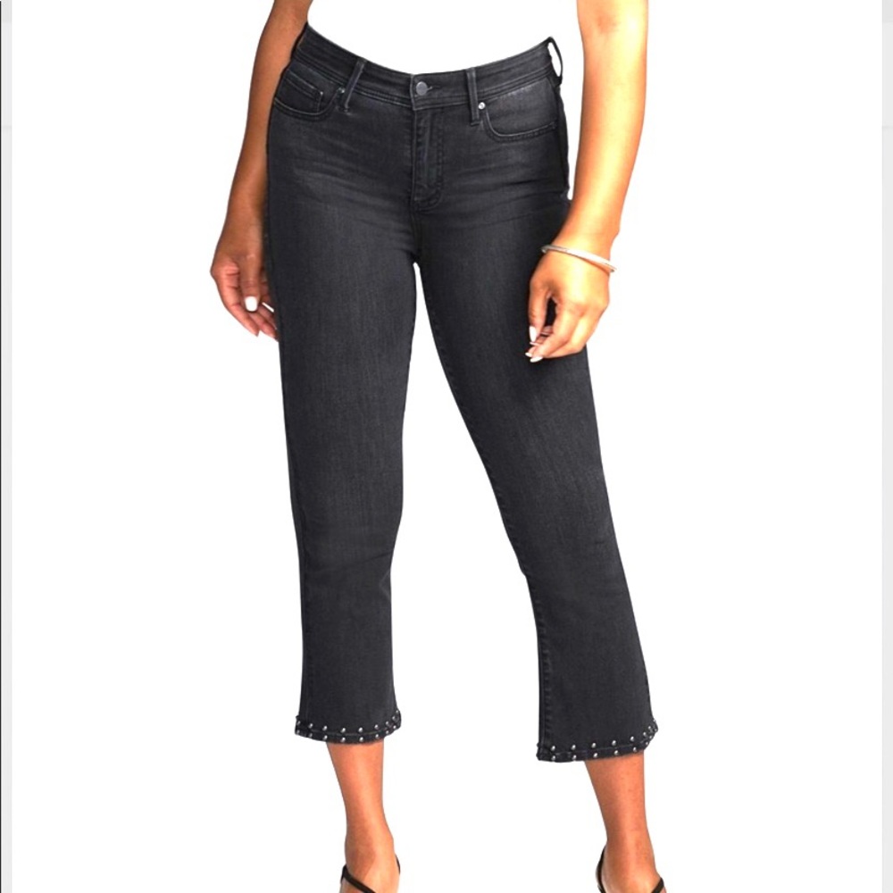 NYDJ Edward shape crop kick stud hem flare jeans 4